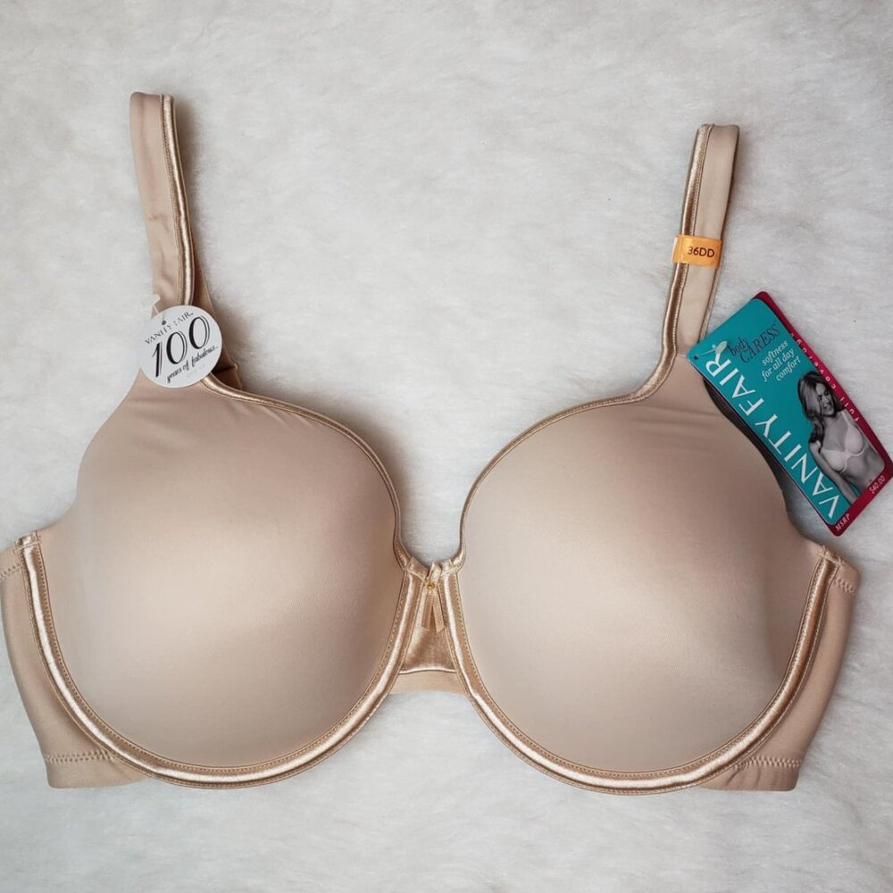 VANITY FAIR 75335 Damask Neutral Body Caress Full Coverage Convertible Bra 36DD